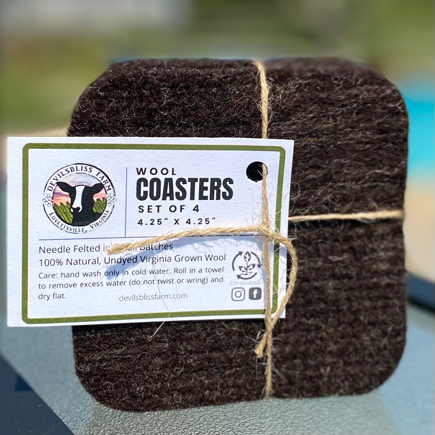 Coasters (100% Virginia grown wool, set of 4)